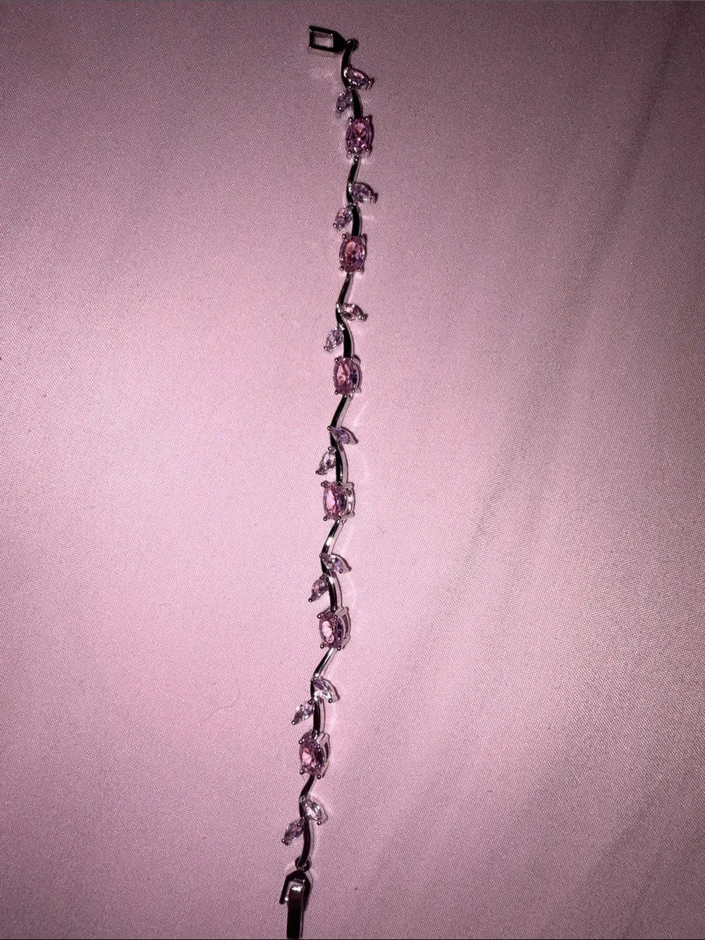 Pink Crystal Leaf Link Bracelet